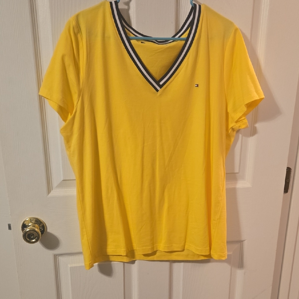 Tommy Hilfiger Bright Yellow V-Neck Tee